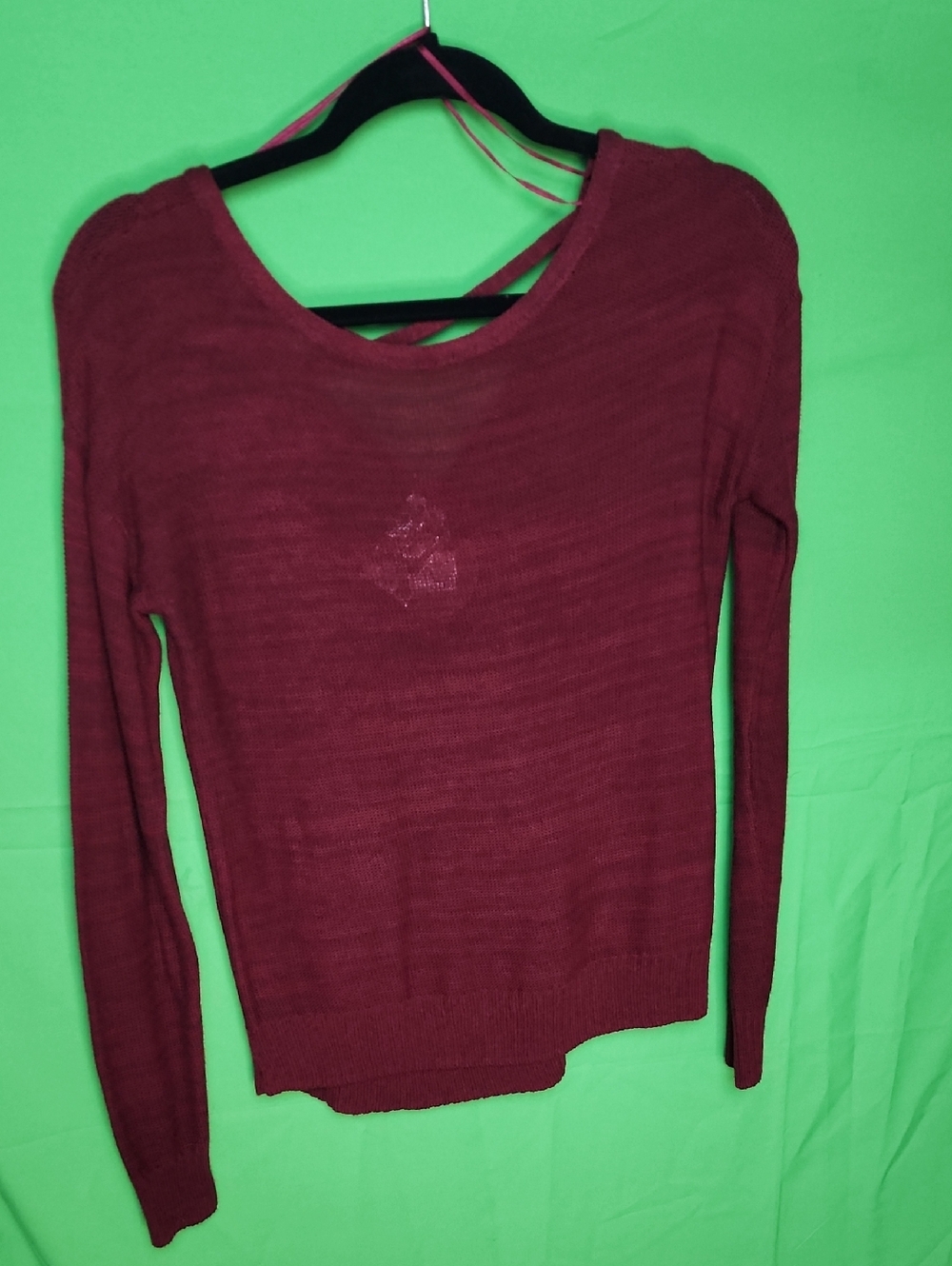 SO Kohl’s Burgundy Semi-Sheer Scoop Neck Knit Sweater - Size Small